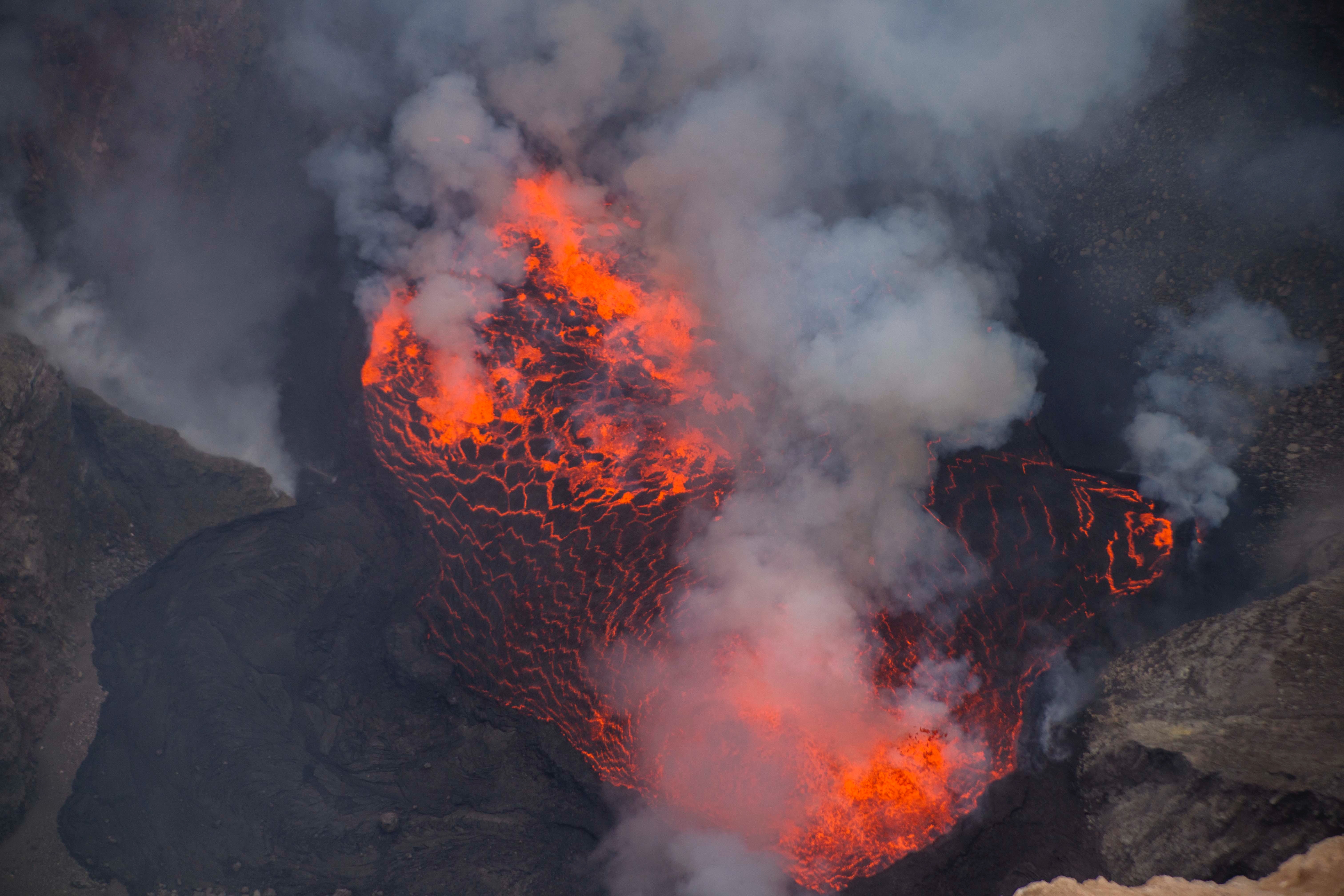 volcano erupting